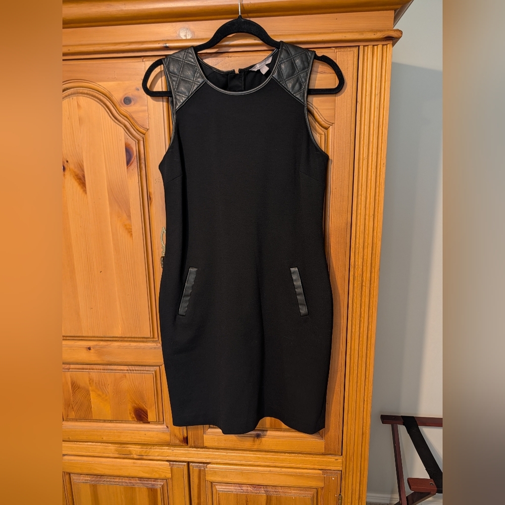 Banana Republic Black Dress with Faux Leather Accents